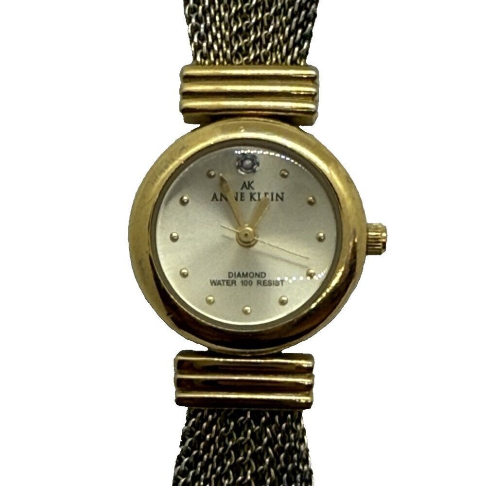 Anne Klein Quartz 10/5360 Diamond Women's Watch Mesh Bracelet Gold Tone WR 100FT